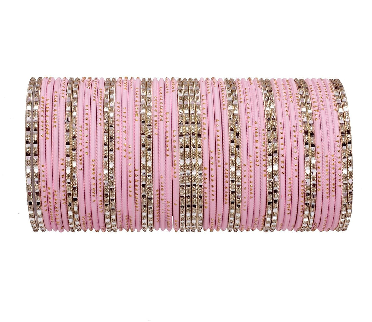 T4 Jewels Matte Finish Beautiful & Elegant Gold Designer Fashion Jewellery Metal Bangles Set For Women & Girls Light Pink T4 Jewels