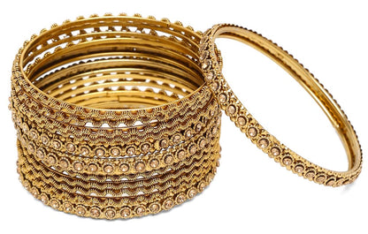 Shining Diva Fashion Latest Antique Gold Plated Stylish Traditional Bangle for Women (Set of 12) T4 Jewels