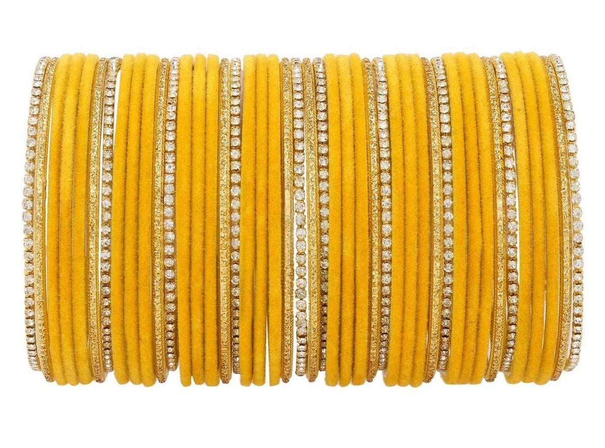 T4 Jewels 18k Silver Stones & Gemstones Plated Beautiful Metal Bangles Set For Women & Girls - 67NO Yellow T4 Jewels