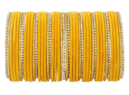 T4 Jewels 18k Silver Stones & Gemstones Plated Beautiful Metal Bangles Set For Women & Girls - 67NO Yellow T4 Jewels