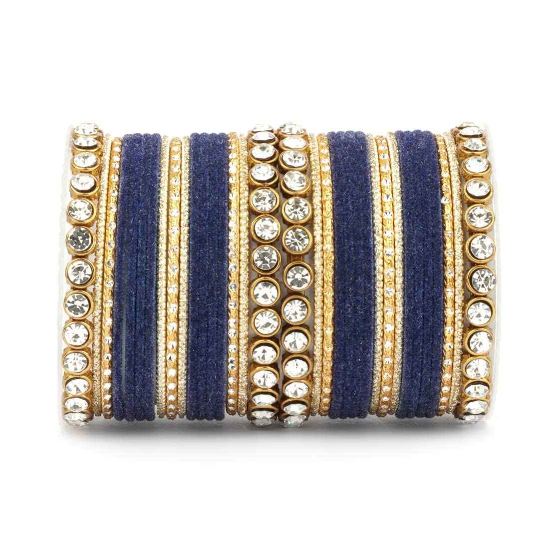T4 Jewels Stylish Fashion Jewellery Stones & Beads Beautiful Glossy Finished Bangles Set For Women & Girls Navyblue T4 Jewels