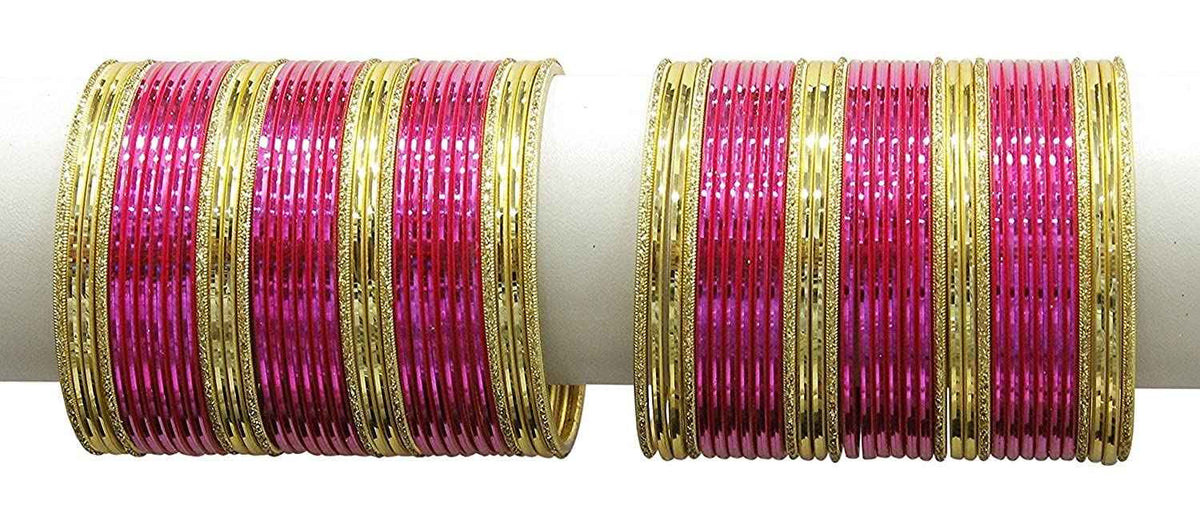 T4 Jewels Beautiful Plane Glossy Finish Metal Multicolours Bangles Set For Women And Girls (Set Of 68) T4 Jewels
