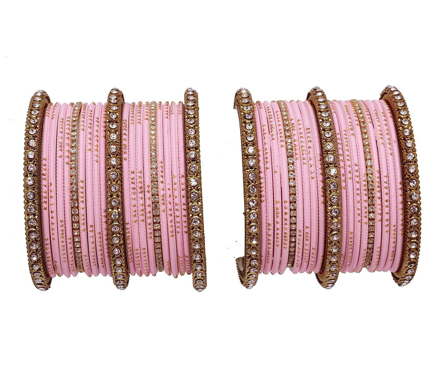 T4 Jewels 18k Gold Plated Zircon Stones Studded Designer Fashion Jewellery Metal Bangles Set - 99NO