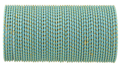 T4 Jewels (2.10 & 2.12 Size Designer & Beautiful Metal Bangle Set For Women & Girls - (Set Of 48)_Available In Large Sizes. Sky Blue T4 Jewels