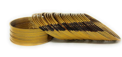 T4 Jewels Golden/Silver/Black Traditional Oxidised Antique Plain Bangles Set Casual Wear For Women & Girls - (Set Of 48 Bangles) Golden T4 Jewels