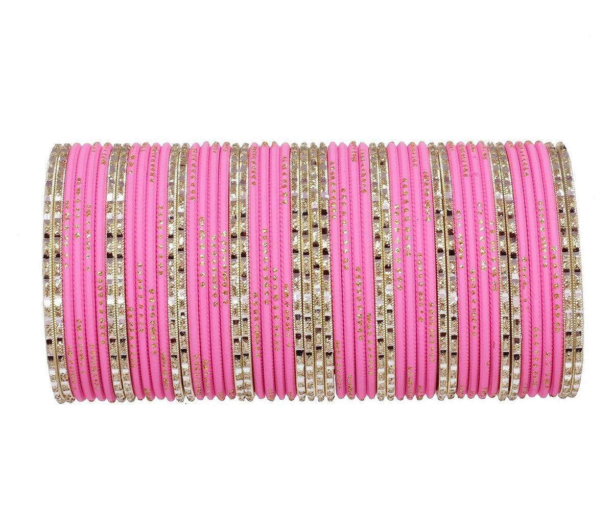 T4 Jewels Matte Finish Beautiful & Elegant Gold Designer Fashion Jewellery Metal Bangles Set For Women & Girls Pink T4 Jewels