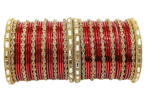 T4 Jewels 18k Gold Plated Drop Design Beautiful Stylish Fashion Jewellery Glass Bangles Set - 78NO