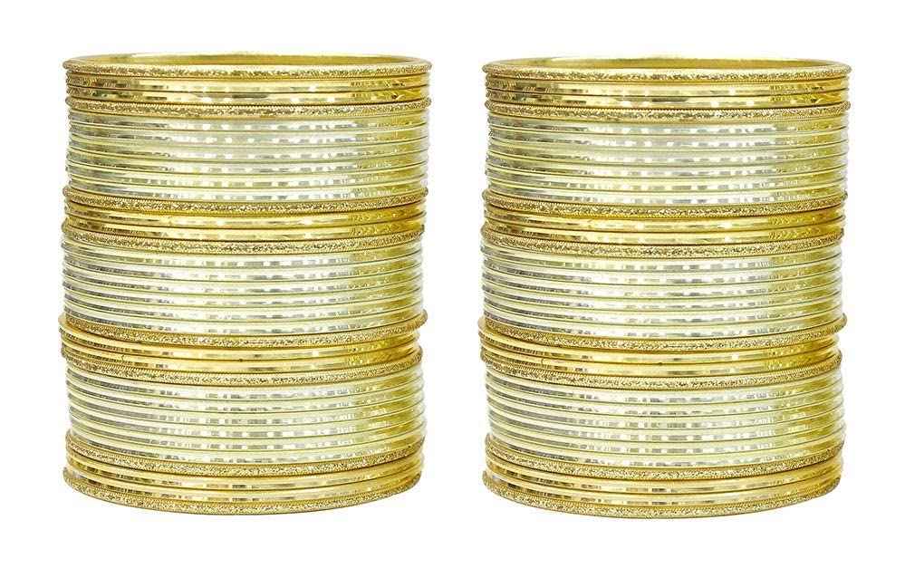 T4 Jewels Beautiful Plane Glossy Finish Metal Multicolours Bangles Set For Women And Girls (Set Of 68) Silver T4 Jewels