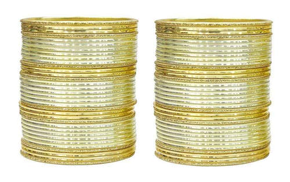 T4 Jewels Beautiful Plane Glossy Finish Metal Multicolours Bangles Set For Women And Girls (Set Of 68) Silver T4 Jewels