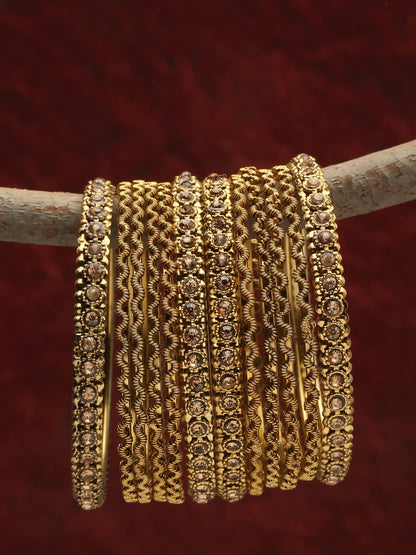Shining Diva Fashion Latest Antique Gold Plated Stylish Traditional Bangle for Women (Set of 12) T4 Jewels