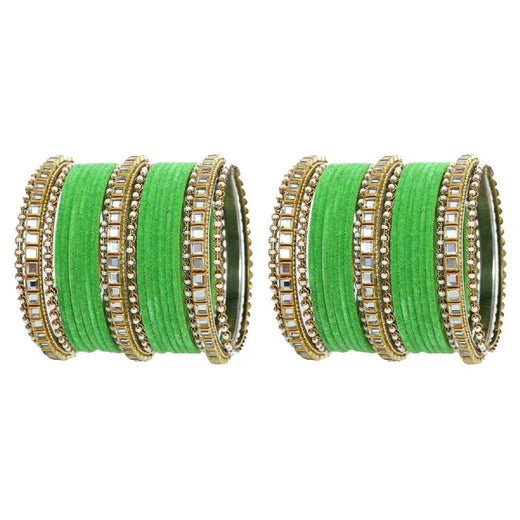 T4 Jewels Stones Studded Latest Fashion Jewellery Kundan Glossy Velvet Metal Bangles Set - 105NO