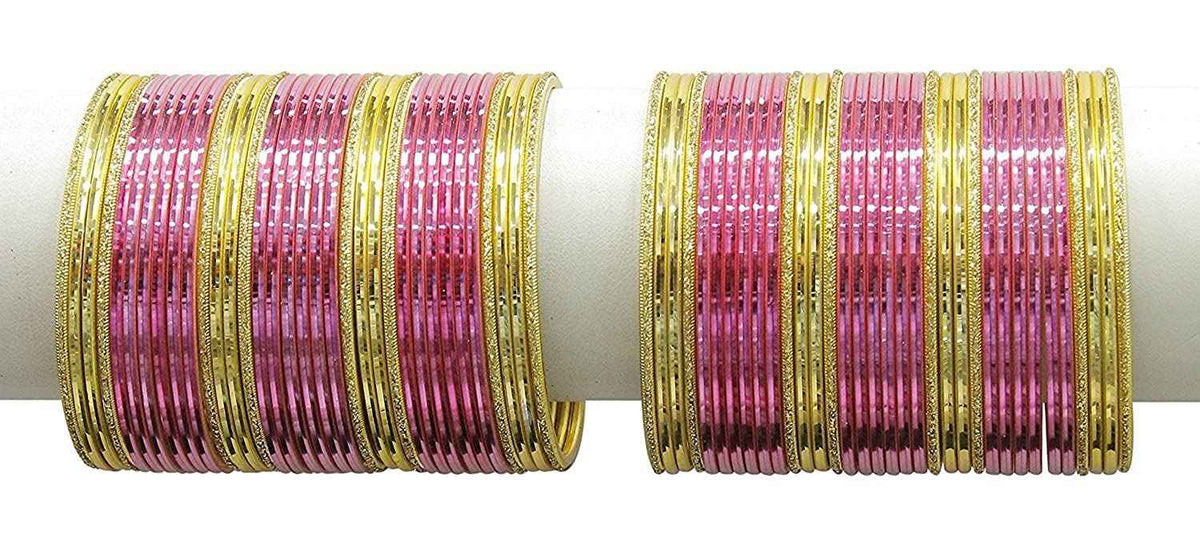 T4 Jewels Beautiful Plane Glossy Finish Metal Multicolours Bangles Set For Women And Girls (Set Of 68) T4 Jewels