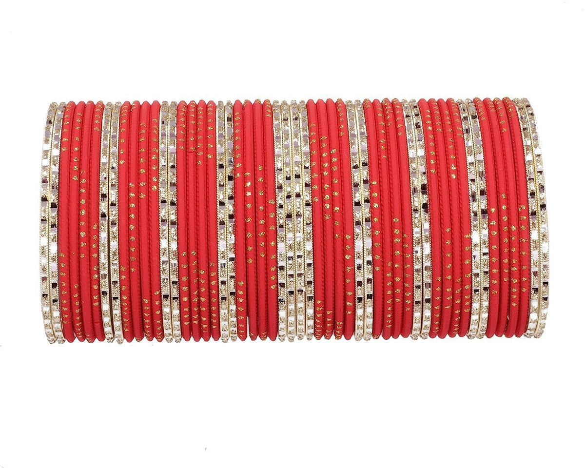 T4 Jewels Matte Finish Beautiful & Elegant Gold Designer Fashion Jewellery Metal Bangles Set For Women & Girls Red T4 Jewels