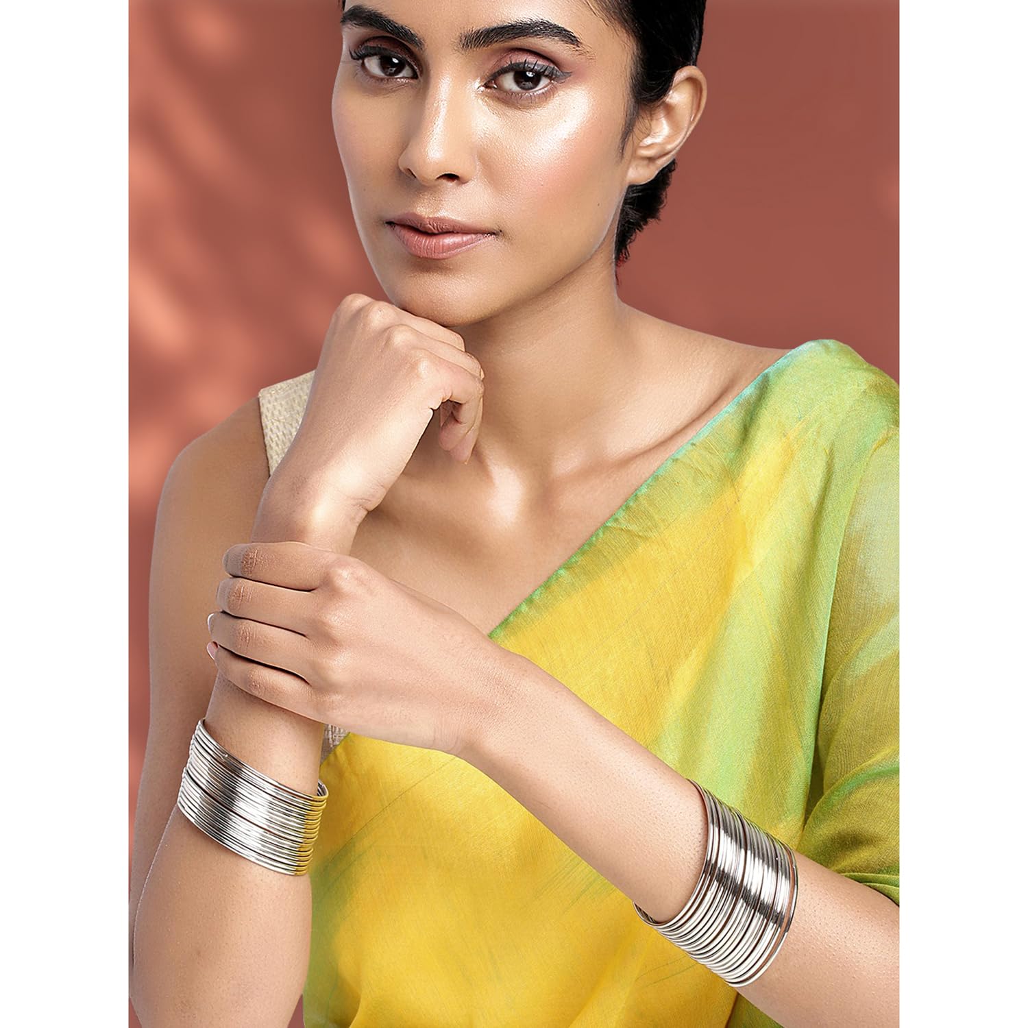Peora Traditional Antique Look Oxidised Gold Plated Bangle Set for Women and Girls T4 Jewels