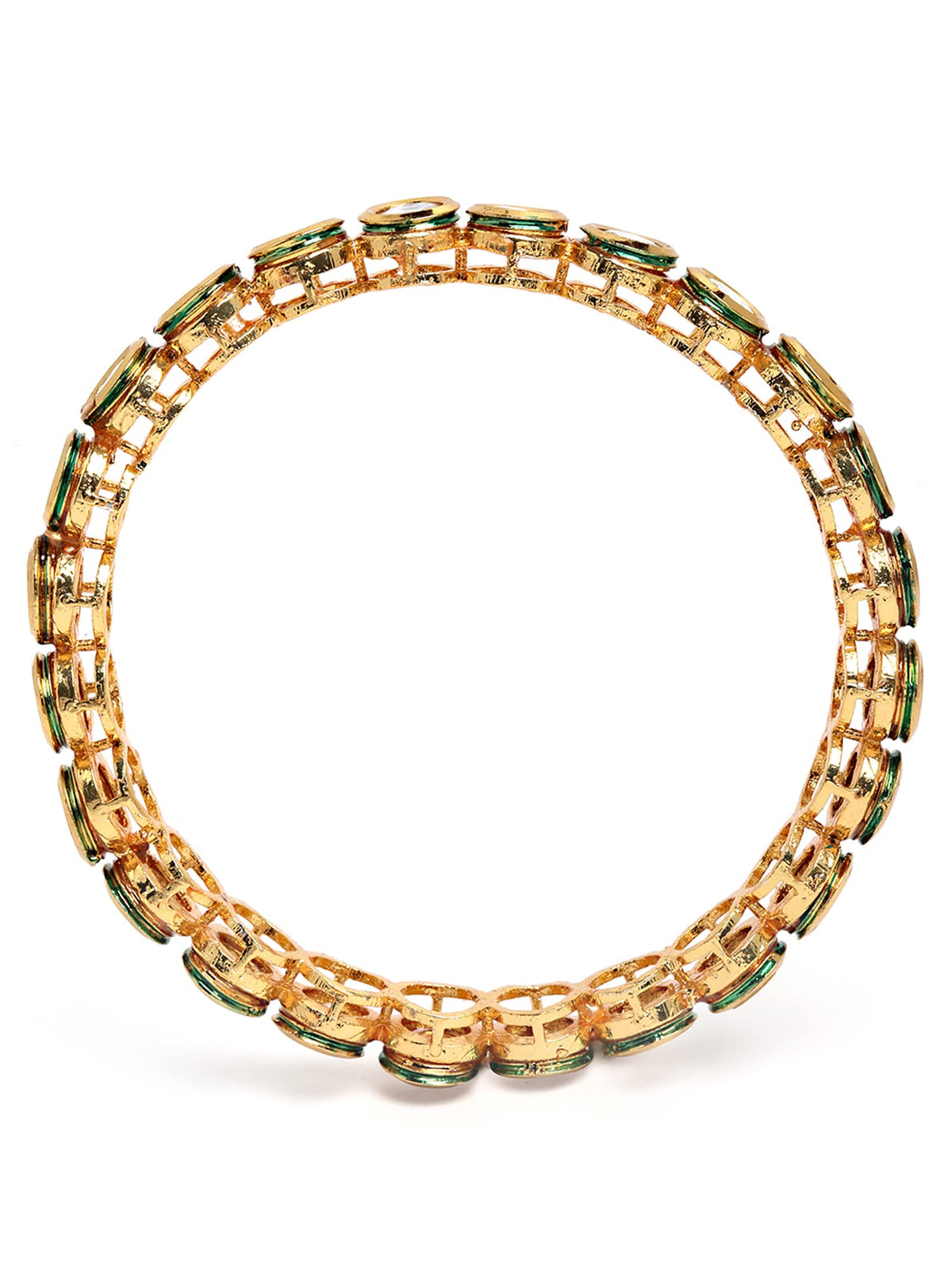 T4 Jewels Set of 4 Antique Gold Plated Round Polki Kundan Rajwadi Bangles for Women T4 Jewels