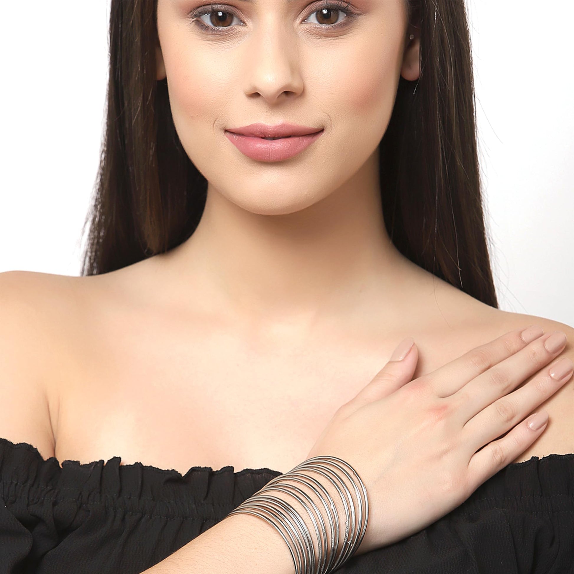 ZENEME Jewellery Traditional Silver Plated Oxidized Bracelet Bangles Set For Girls & Women 24Pieces T4 Jewels