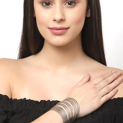ZENEME Jewellery Traditional Silver Plated Oxidized Bracelet Bangles Set For Girls & Women 24Pieces T4 Jewels