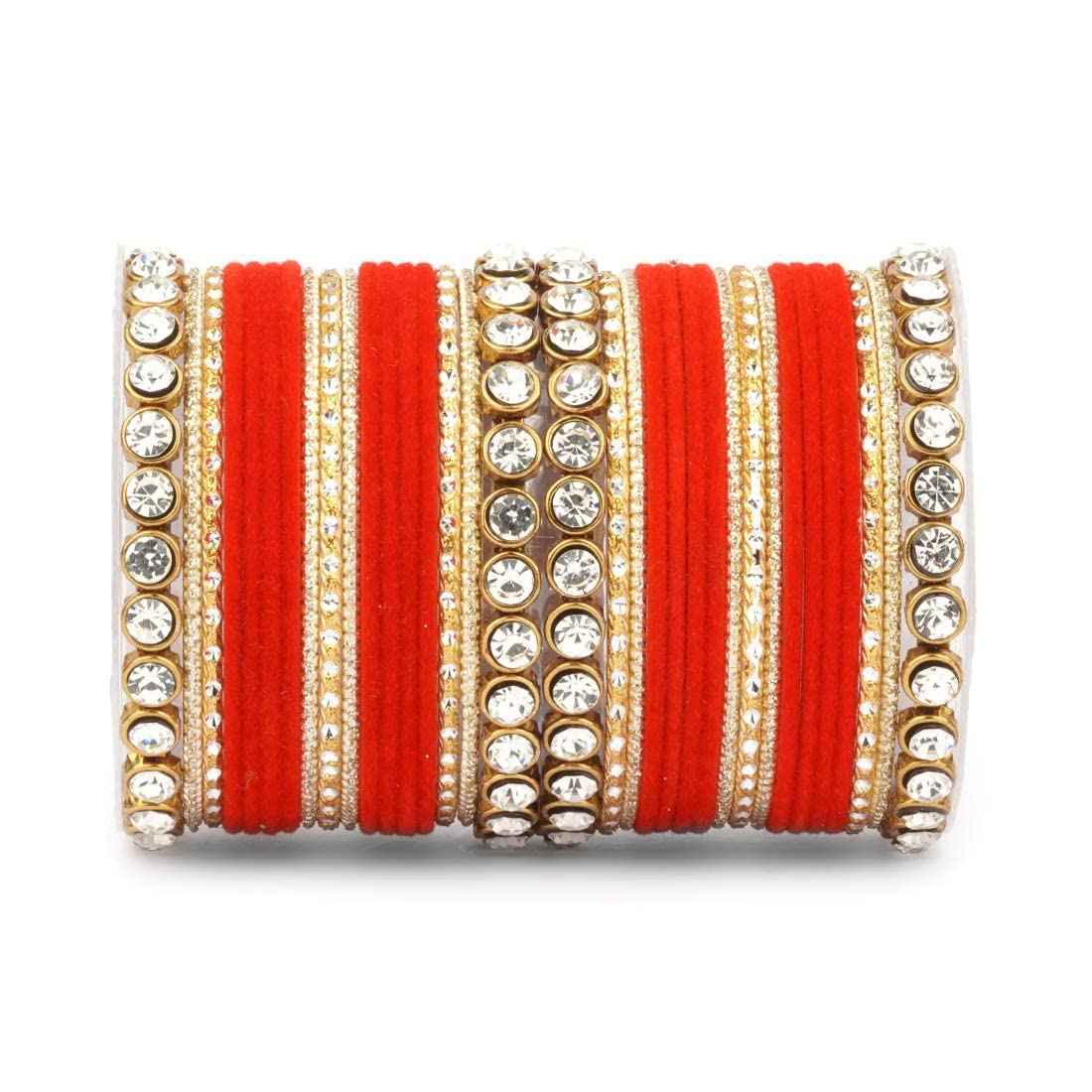 T4 Jewels Stylish Fashion Jewellery Stones & Beads Beautiful Glossy Finished Bangles Set For Women & Girls Red T4 Jewels