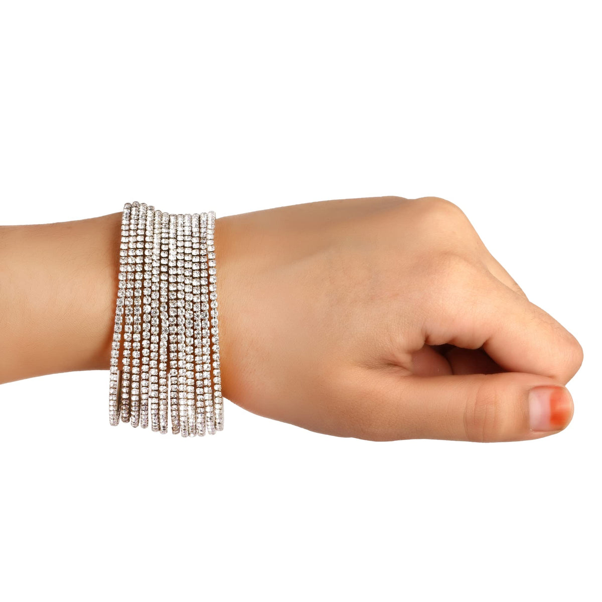 DigiRake Stone Bangles Set For Women - Metal Bracelets Set, Fancy Girls Bangle, Bangle Set of 12 T4 Jewels