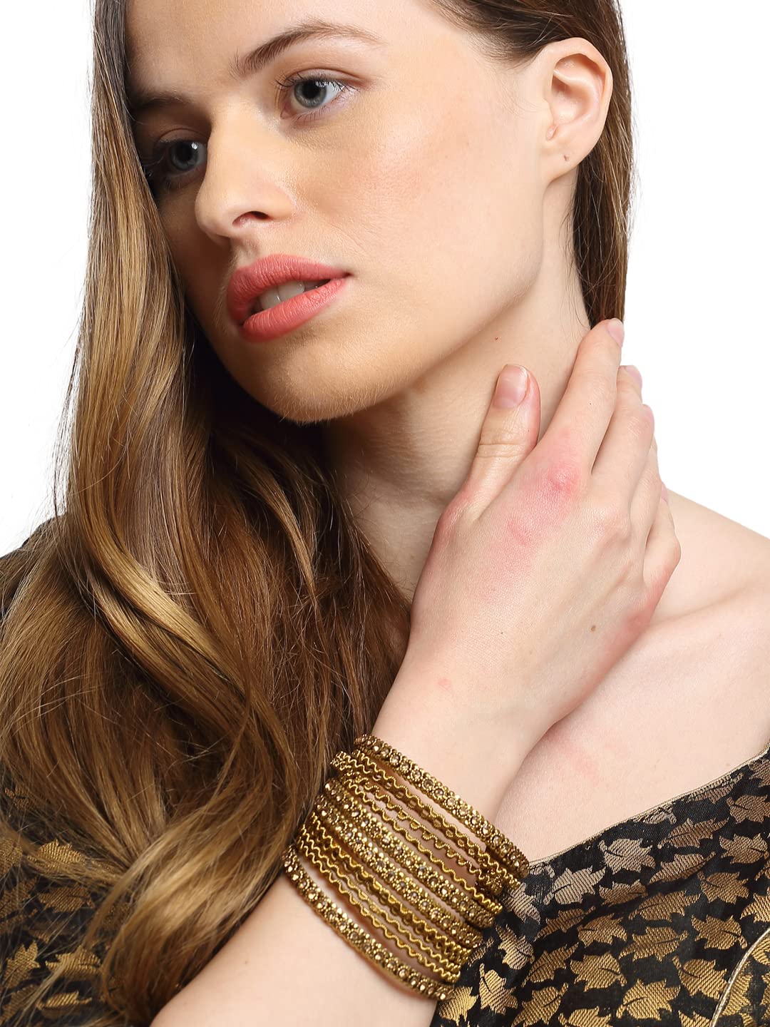 Shining Diva Fashion Latest Antique Gold Plated Stylish Traditional Bangle for Women (Set of 12) T4 Jewels