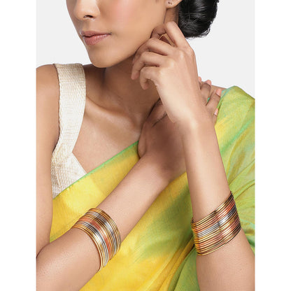Peora Traditional Antique Look Oxidised Gold Plated Bangle Set for Women and Girls T4 Jewels