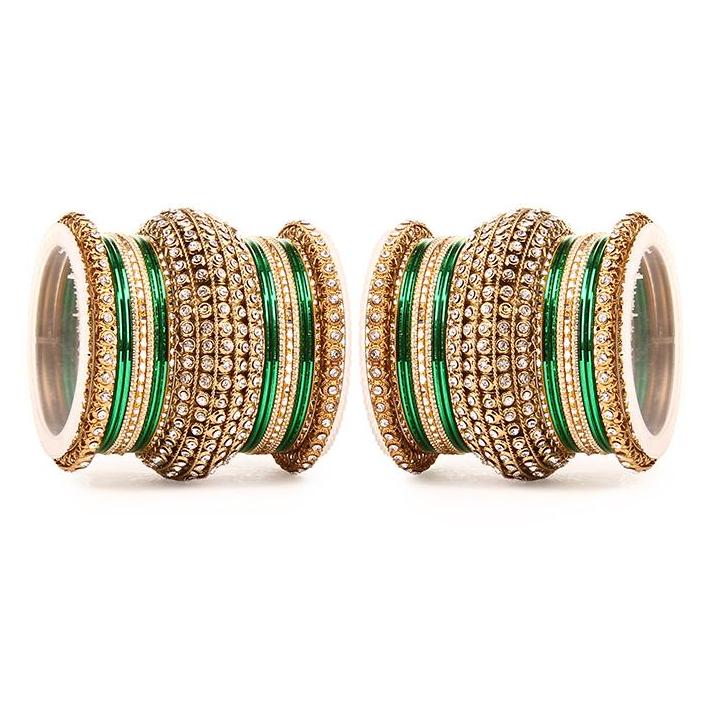 Set of 2 Colored Chakri Shining Bangle Set