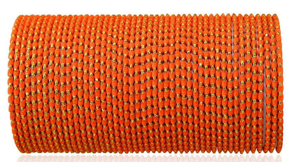 T4 Jewels (2.10 & 2.12 Size Designer & Beautiful Metal Bangle Set For Women & Girls - (Set Of 48)_Available In Large Sizes. Orange T4 Jewels