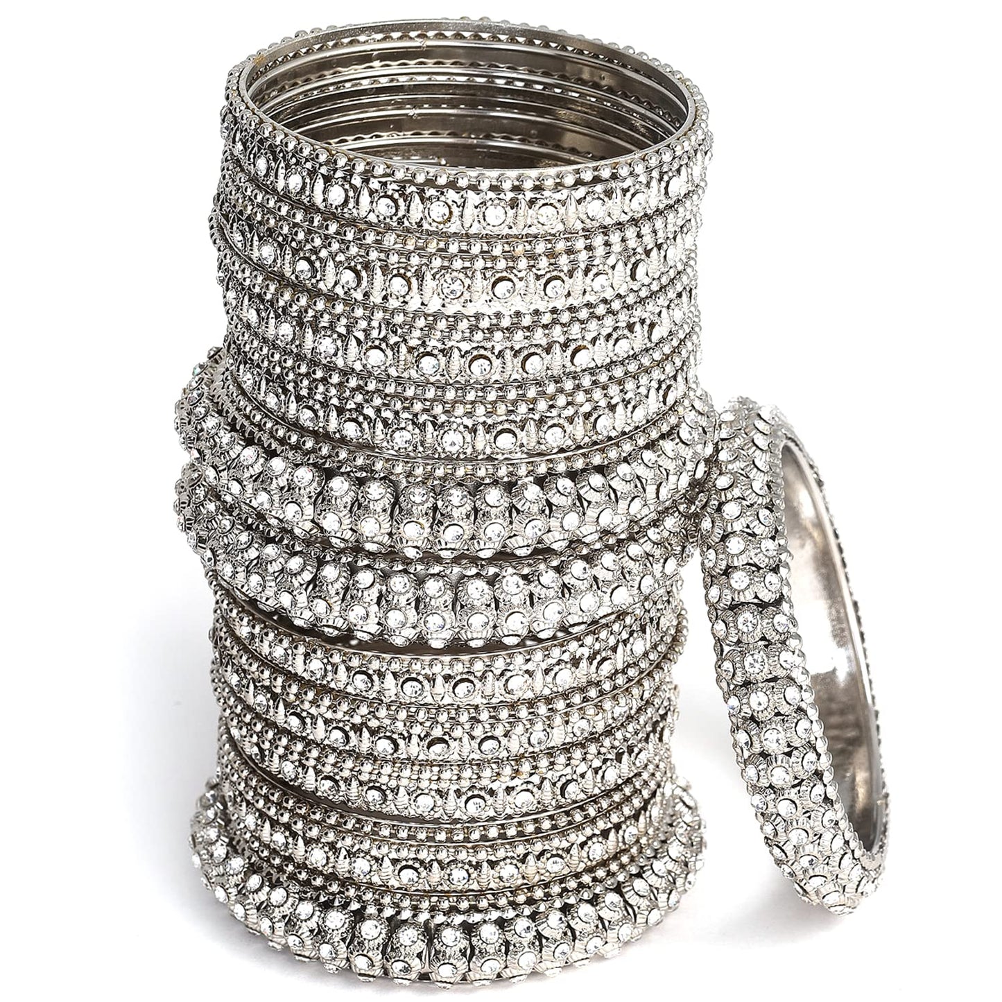 ZENEME Fashion Jewellery Traditional Gold Plated Bracelet Bangles Set for Girls and Women Silver T4 Jewels