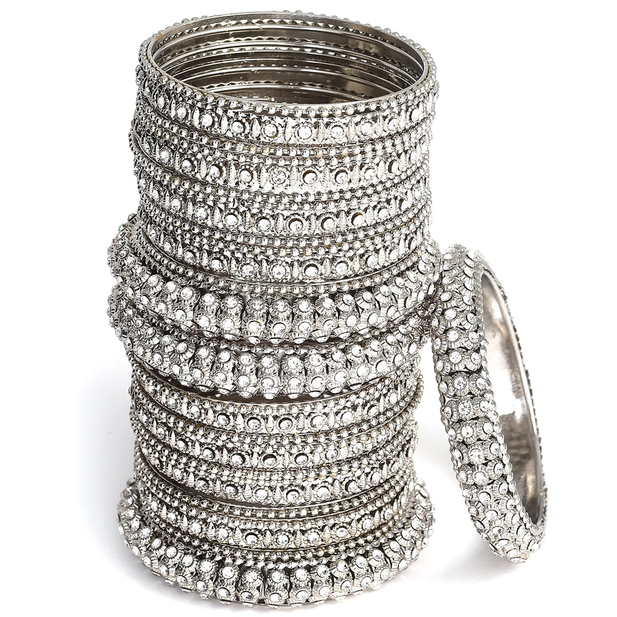 ZENEME Fashion Jewellery Traditional Gold Plated Bracelet Bangles Set for Girls and Women Silver T4 Jewels