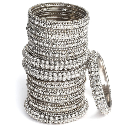 ZENEME Fashion Jewellery Traditional Gold Plated Bracelet Bangles Set for Girls and Women Silver T4 Jewels