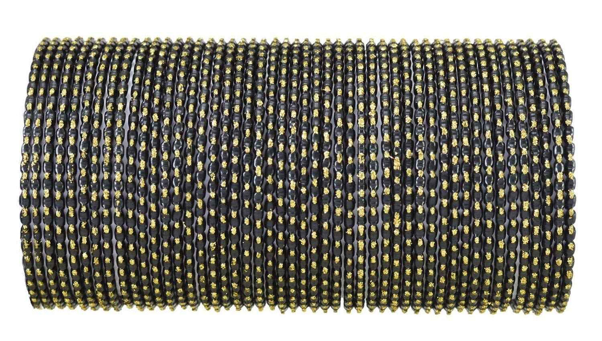 T4 Jewels (2.10 & 2.12 Size Designer & Beautiful Metal Bangle Set For Women & Girls - (Set Of 48)_Available In Large Sizes. Black T4 Jewels