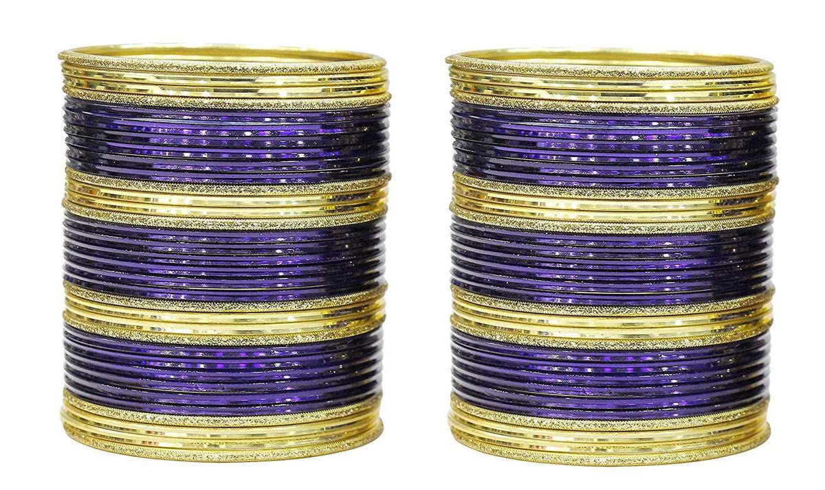 T4 Jewels Beautiful Plane Glossy Finish Metal Multicolours Bangles Set For Women And Girls (Set Of 68) Blue T4 Jewels