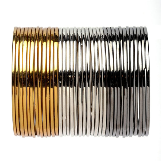 ZENEME Gold, Silver & Black Toned Classic Bangles Jewellery Set with Girls and Women (Combo Of Set Of 3) 2.4 T4 Jewels