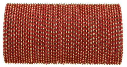 T4 Jewels (2.10 & 2.12 Size Designer & Beautiful Metal Bangle Set For Women & Girls - (Set Of 48)_Available In Large Sizes. Red T4 Jewels
