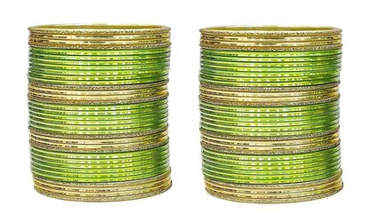 T4 Jewels Beautiful Plane Glossy Finish Metal Multicolours Bangles Set For Women And Girls (Set Of 68) Parrot Green T4 Jewels