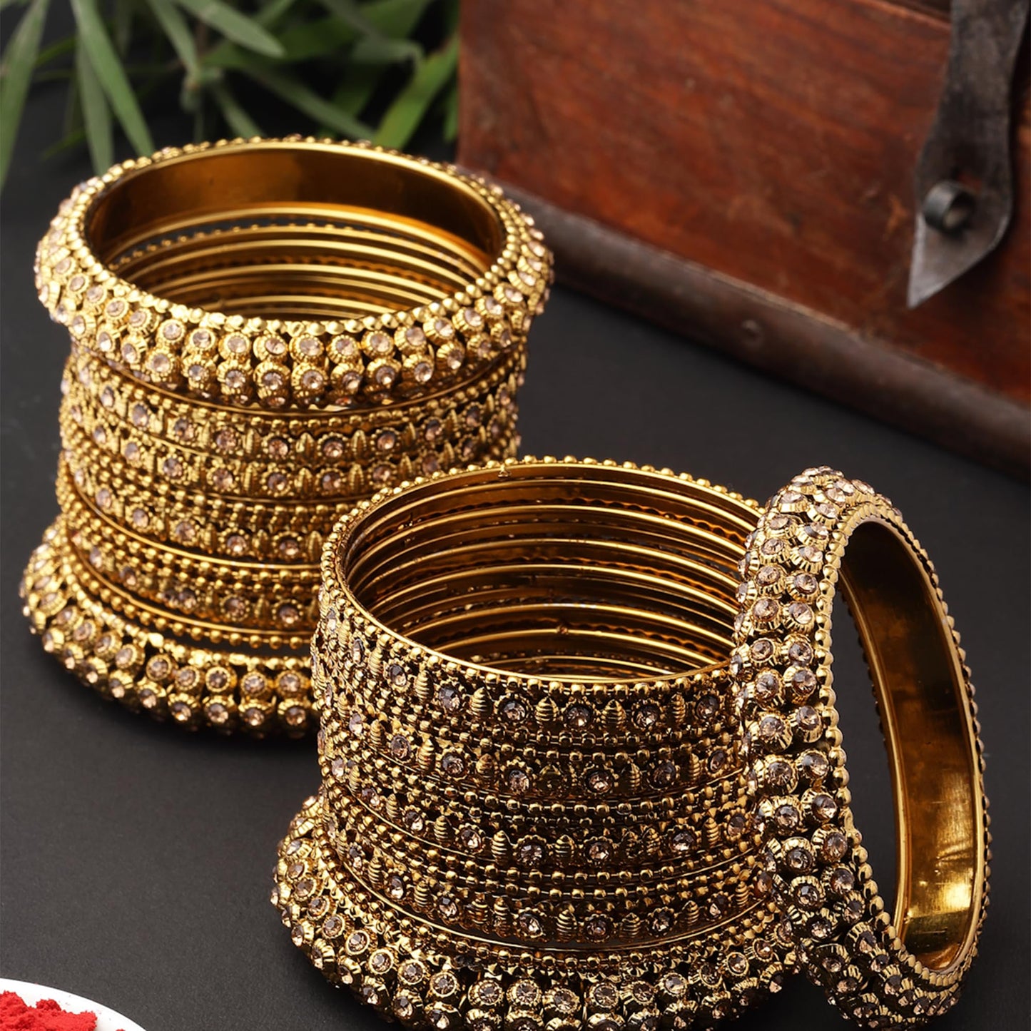 ZENEME Fashion Jewellery Traditional Gold Plated Bracelet Bangles Set for Girls and Women T4 Jewels