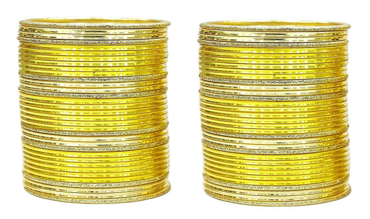 T4 Jewels Beautiful Plane Glossy Finish Metal Multicolours Bangles Set For Women And Girls (Set Of 68) Haldi T4 Jewels