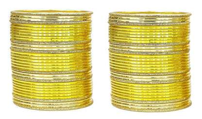 T4 Jewels Beautiful Plane Glossy Finish Metal Multicolours Bangles Set For Women And Girls (Set Of 68) Haldi T4 Jewels