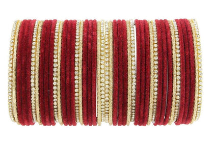 T4 Jewels 18k Silver Stones & Gemstones Plated Beautiful Metal Bangles Set For Women & Girls - 67NO Maroon T4 Jewels