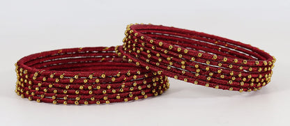 T4 Jewels Non-Precious Metal with Silk thread and Linked with Ball stone Glossy Finished Bangle Set For Women and Girls