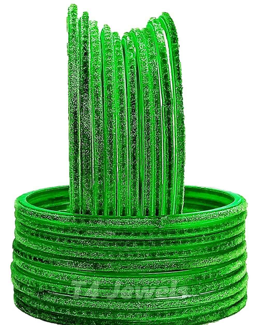 T4 Jewels Velvet Glass Bangles Set On Occasion Of Birthdays, Parties & Functions For Women & Girls- (Pack Of 24) Light Green Totai T4 Jewels