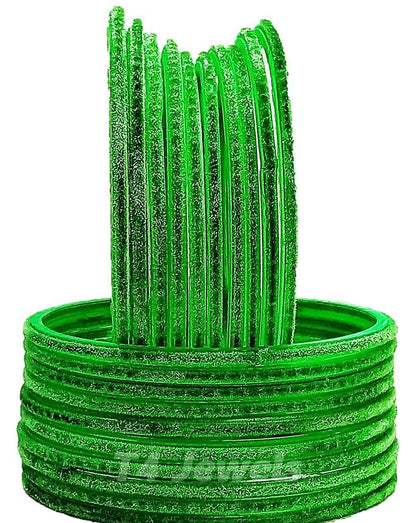 T4 Jewels Velvet Glass Bangles Set On Occasion Of Birthdays, Parties & Functions For Women & Girls- (Pack Of 24) Light Green Totai T4 Jewels