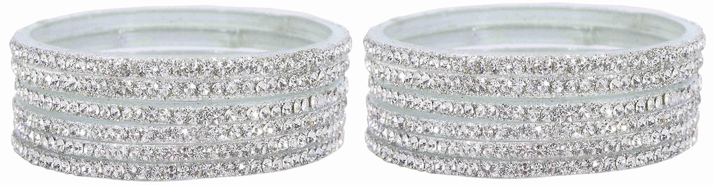 T4 Jewels Stylish Glass Diamond Bangles Set For Women & Girls | White Stone Bangles | Bangles For Women Glass | Bangles For Wedding, Party, Function, Daily use | Kanch ki Chudiyan- Set of 12