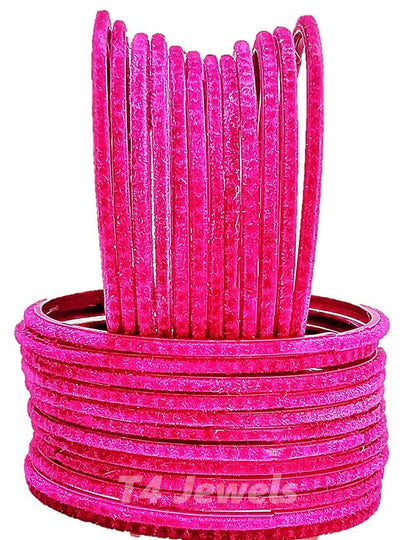 T4 Jewels Velvet Glass Bangles Set On Occasion Of Birthdays, Parties & Functions For Women & Girls- (Pack Of 24) Rani T4 Jewels