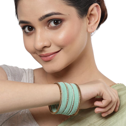 ZENEME Gold-Plated Matte Finish Velvet White American Diamonds Studded Bangles Set Of 36 For Girls and Women T4 Jewels