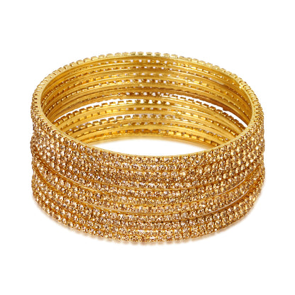 DigiRake Stone Bangles Set For Women - Metal Bracelets Set, Fancy Girls Bangle, Bangle Set of 12 Gold T4 Jewels
