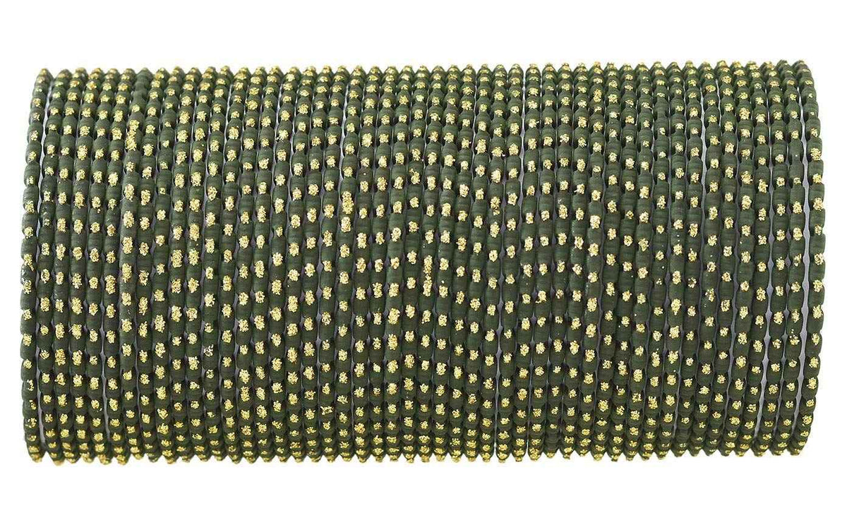 T4 Jewels (2.10 & 2.12 Size Designer & Beautiful Metal Bangle Set For Women & Girls - (Set Of 48)_Available In Large Sizes. Dark Green T4 Jewels