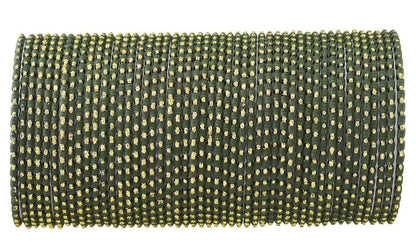 T4 Jewels (2.10 & 2.12 Size Designer & Beautiful Metal Bangle Set For Women & Girls - (Set Of 48)_Available In Large Sizes. Dark Green T4 Jewels