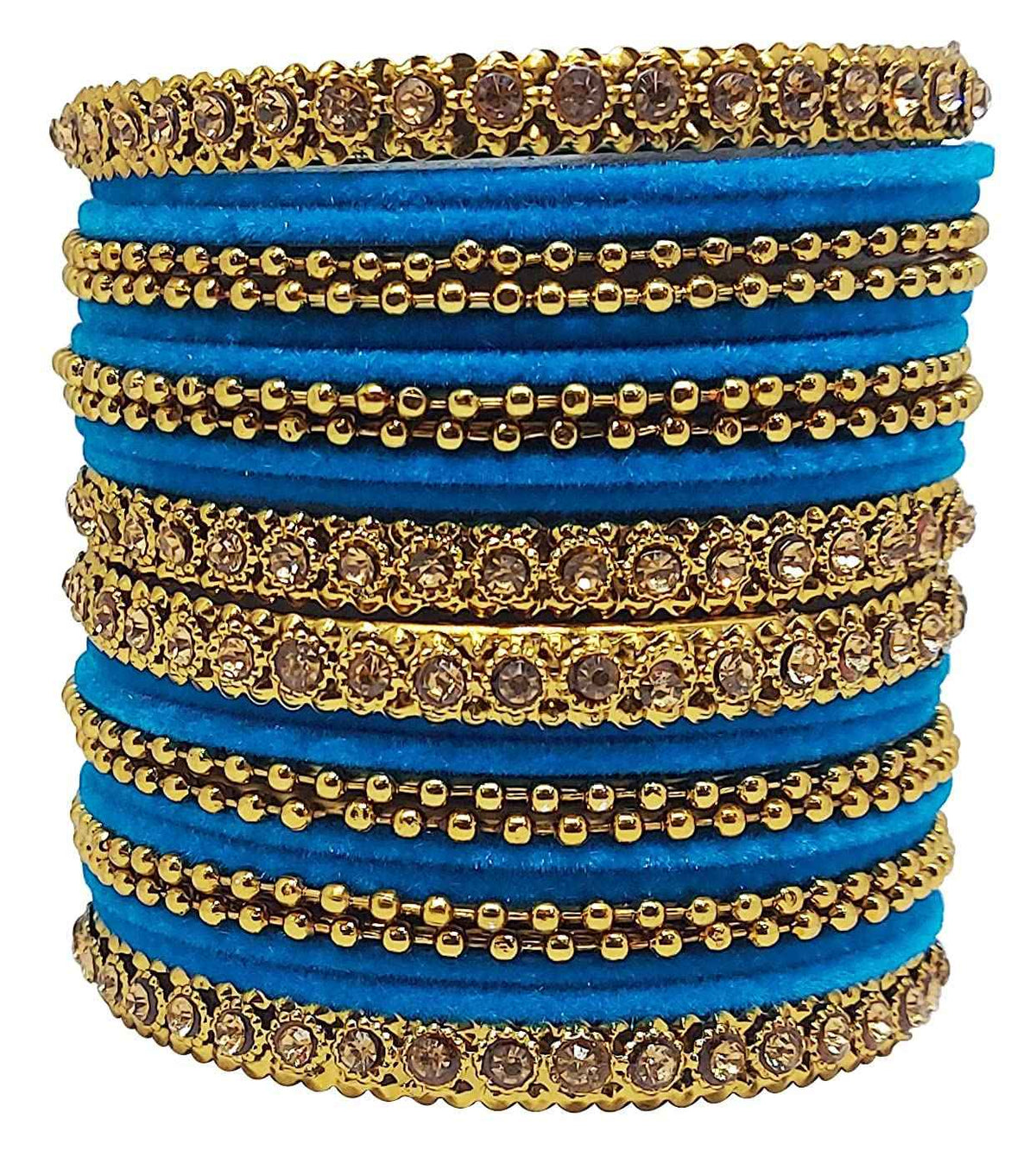 T4 Jewels 18k Gold Plated Celebrity Inspired Zircon Stones & Beads Studded Metal Bangles Set For Women & Girls - 64NO T4 Jewels
