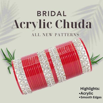 T4 Jewels Stylish Red Chuda Set For Women & Girls with Zircon Diamond Stone | Women's Bangles Chooda | Bridal Chuda Set Design Wedding, Party, Marriage | Fashion Jewellery T4 Jewels